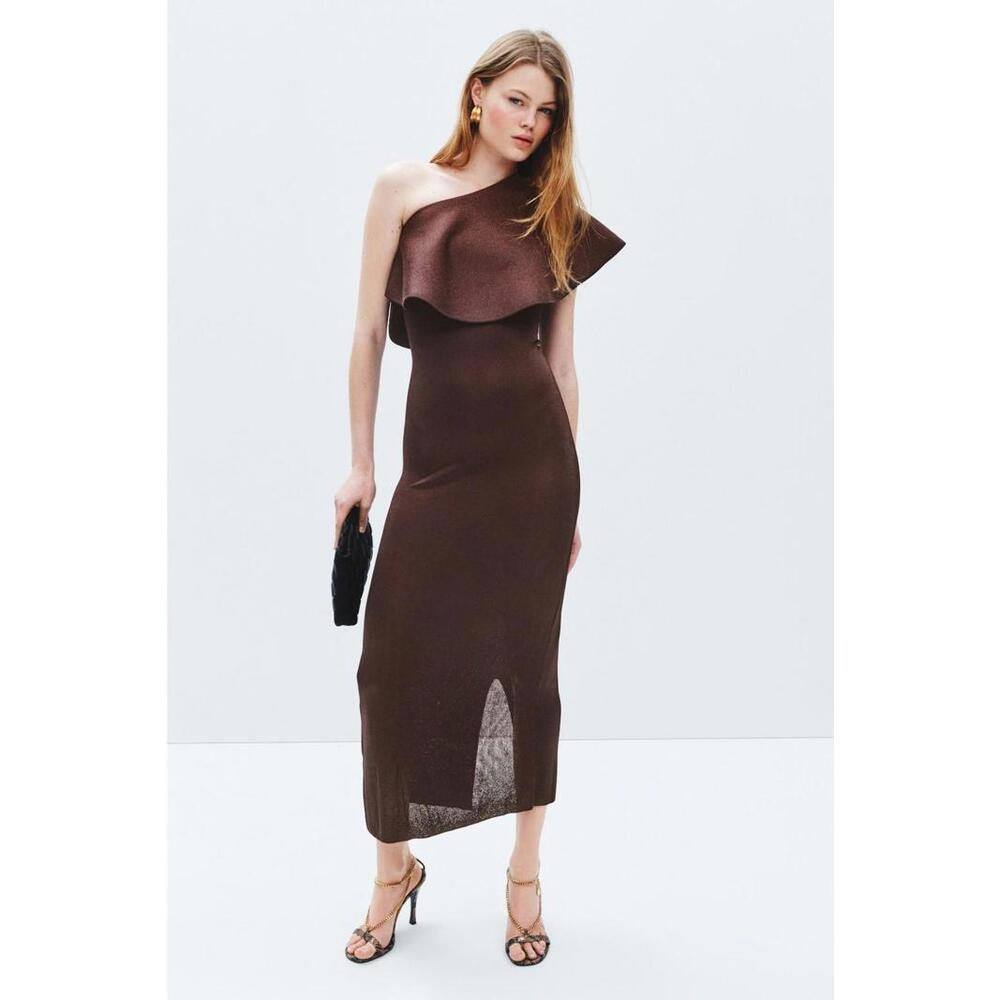Altuzarra Brown Vivi Dress Size M with Fabric Pull